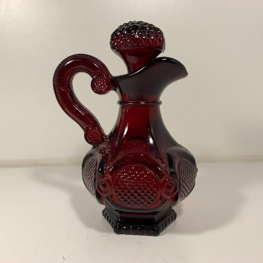 Vintage Avon Cape Cod Ruby Red Oil Pourer 6" T